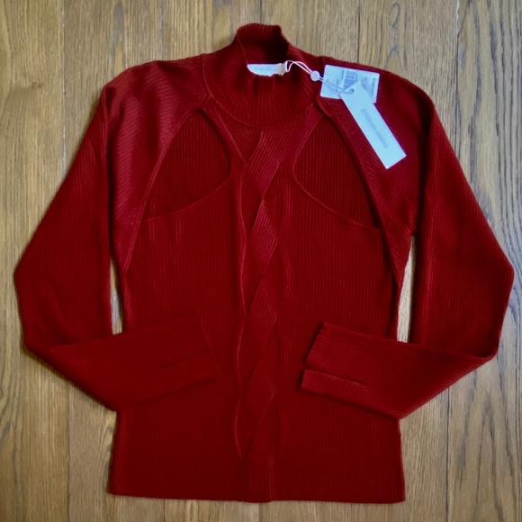 Jonathan Simkhai Keegan Twisted Long Sleeve Cut-Out-Detail Turtleneck Sw… - Picture 13 of 16